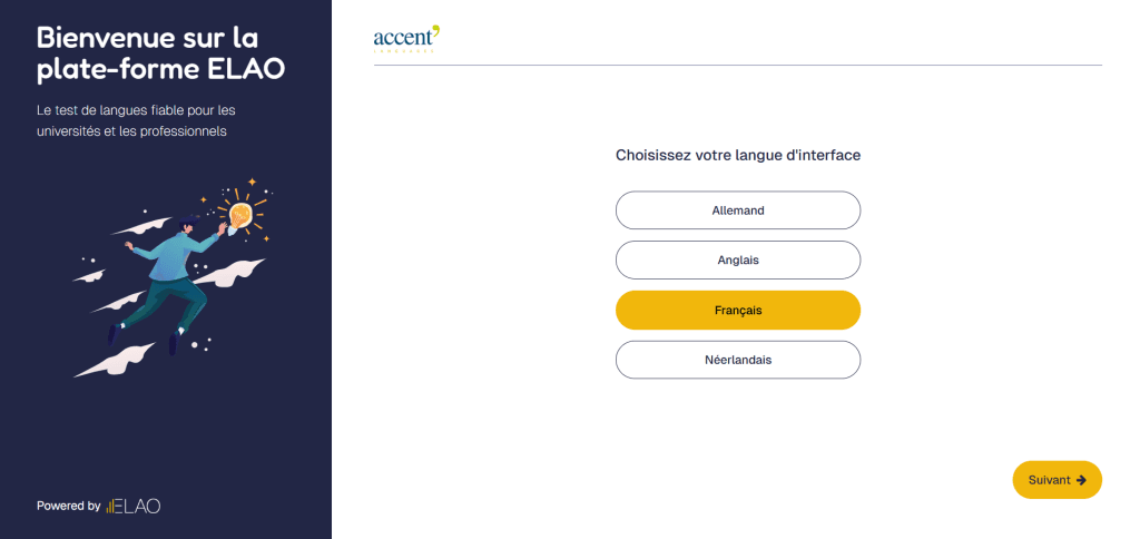 Screenshot nouvelle version test langue ELAO 4